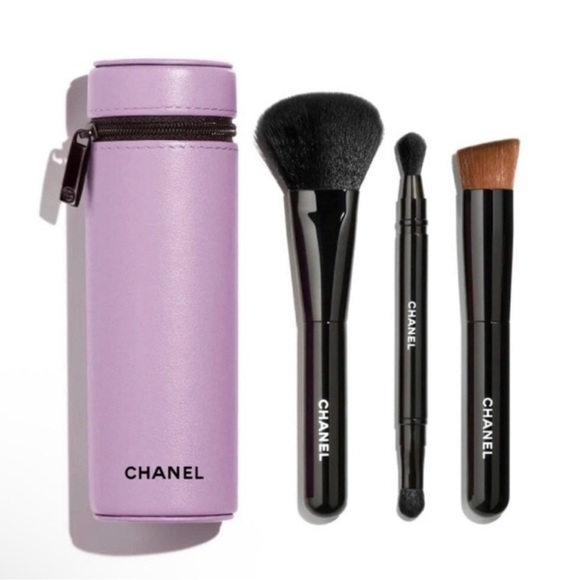 CHANEL Limited Edition Makeup Brush Trio with Lavender Case - Picture 1 of 1